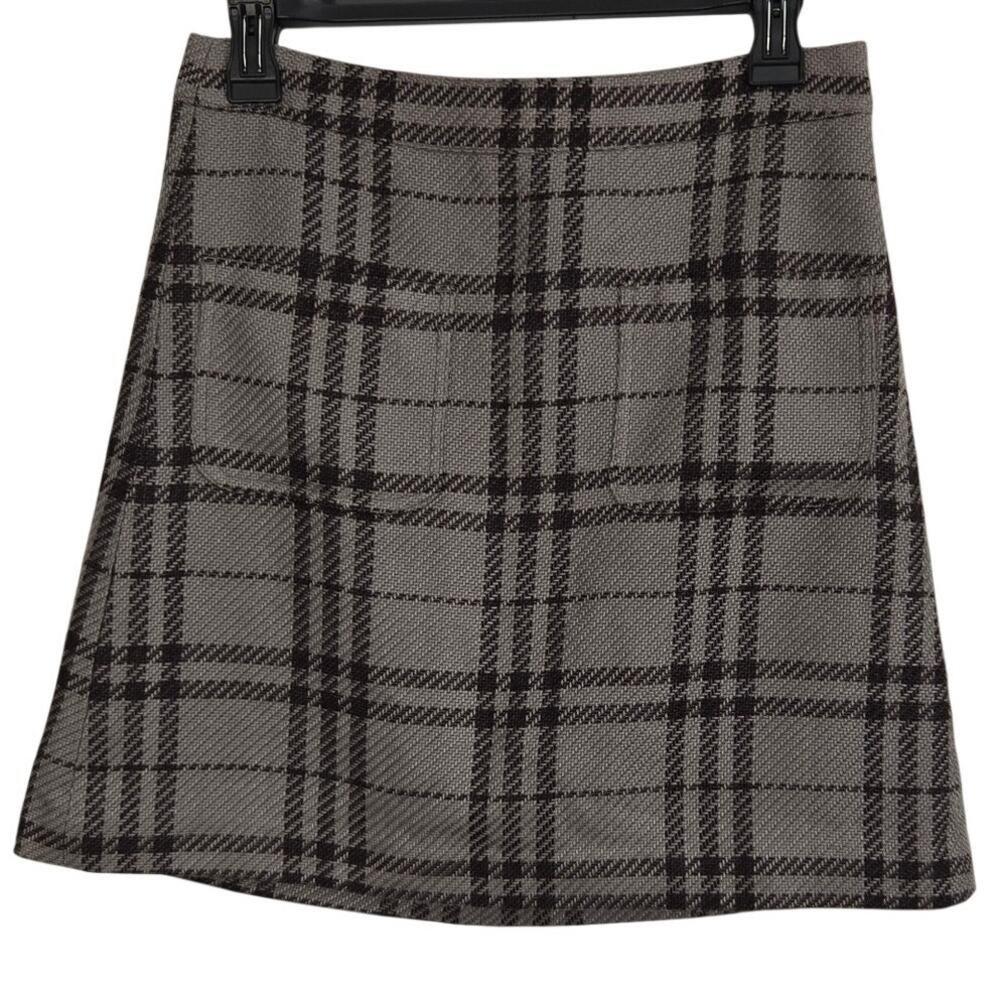 Dark Academia Preppy Clueless Fall J.Crew Plaid Mini Skirt Front Pockets Size 2